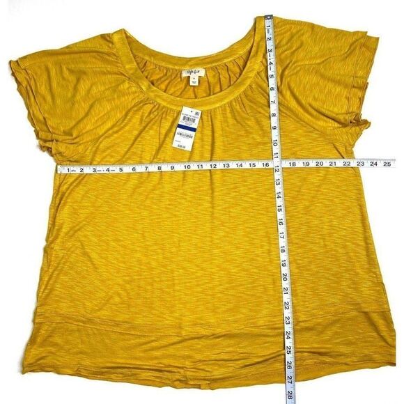 Style & Co Shirt Top XL Golden Yellow Short Sleeve - Picture 5 of 8